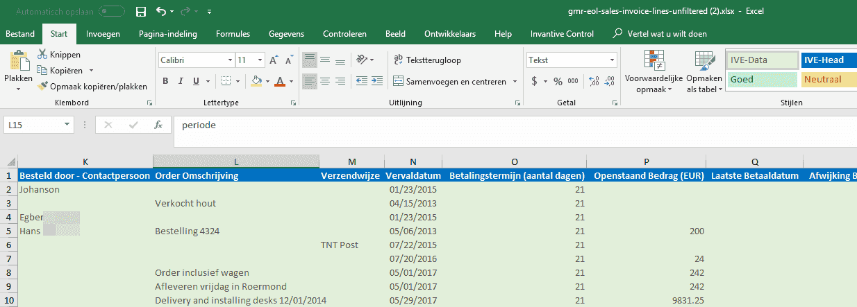 Uitvoer in verschillende formaten zoals Excel
